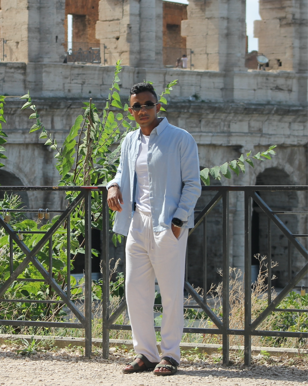 Rome Linen Set Blue/Beige