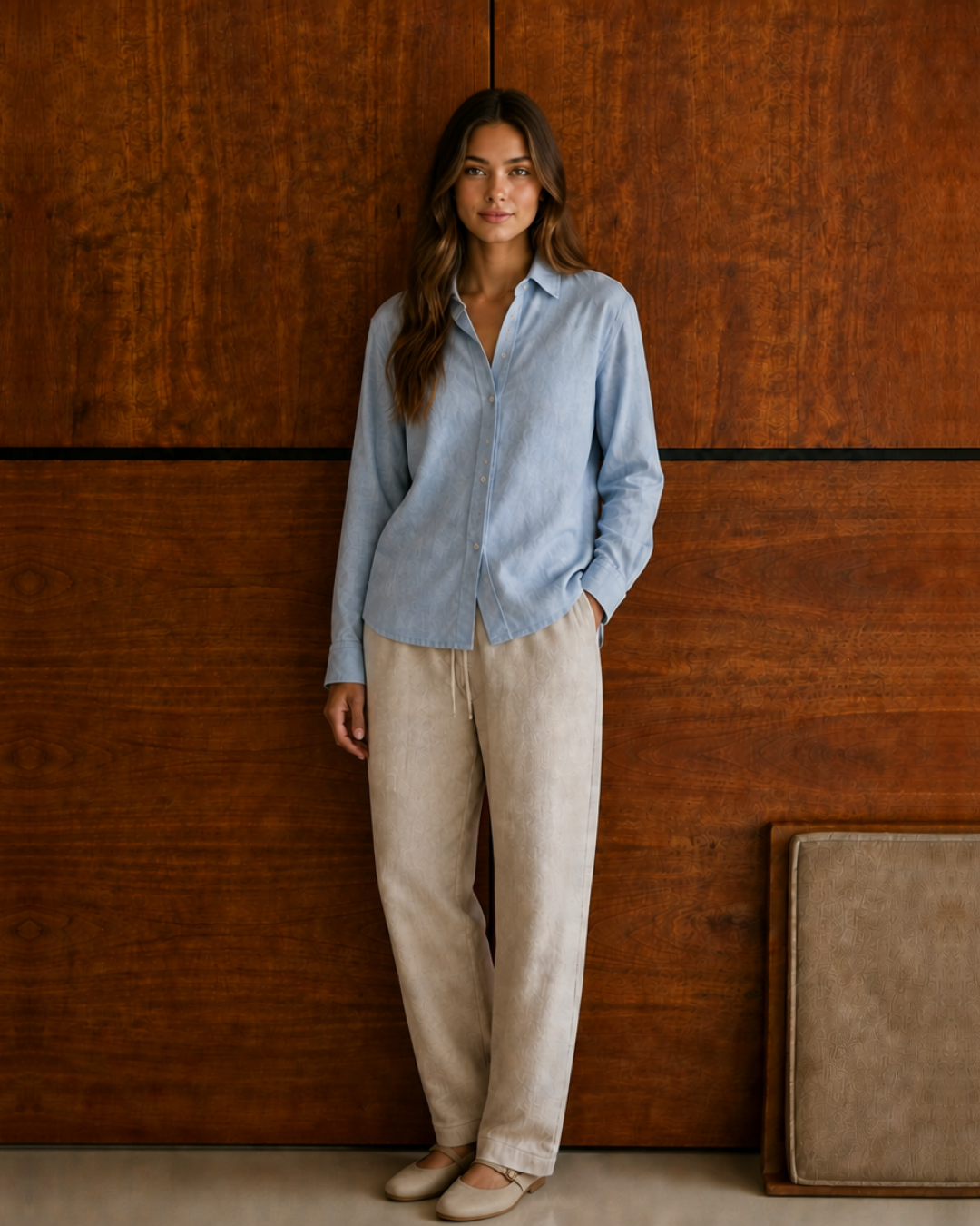 Rome Linen Set Blue/Beige